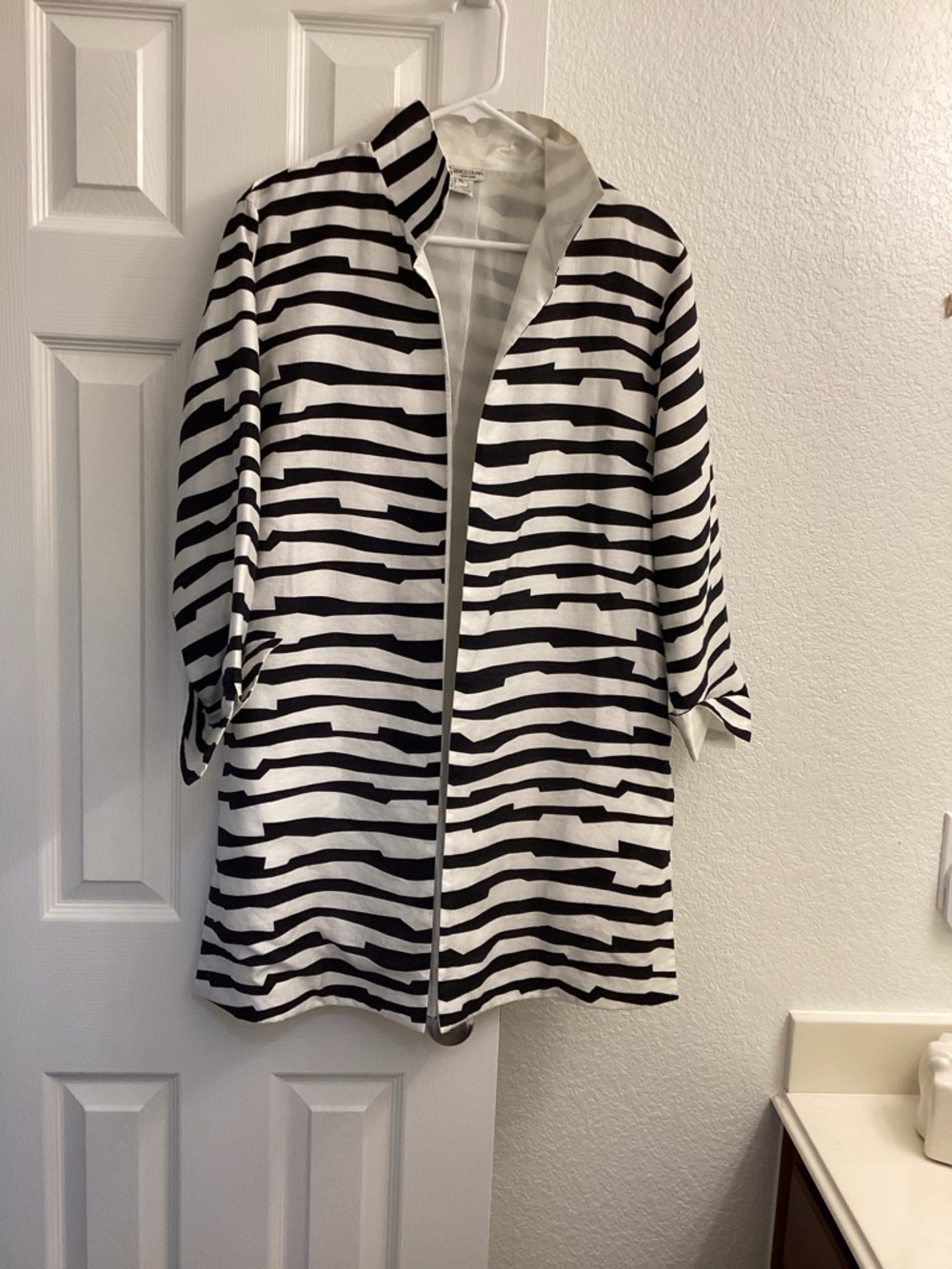 Black & White Striped Women's Blazer Jacket